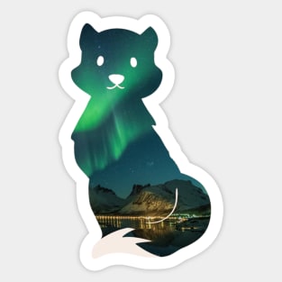 Fox cityscape - Aurora Borealis Sticker